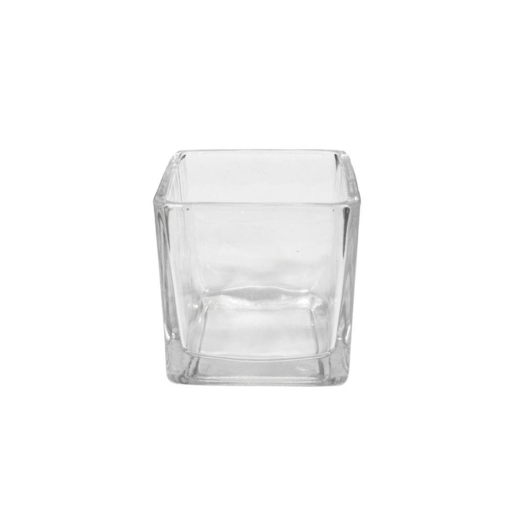 PORTA VELA DE VIDRO QUADRADO TRANSPARENTE 6X6CM