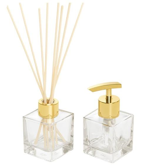 KIT VIDRO CUBE 100ML COMPLETO (DOURADO)