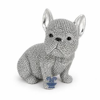 ENFEITE CERAMICA (RESINA) CACHORRO MEDIO PRATA  REF:MDOG-22S - UNID