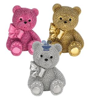 ENFEITE CERAMICA (RESINA) URSO COM BRILHO C/LACO COLORIDO REF:MURS-04/05/06 - UNID