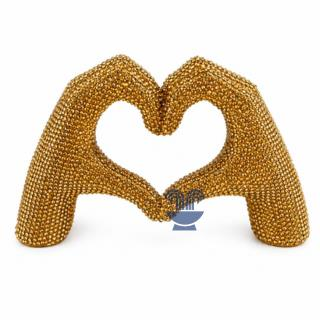 ENFEITE CERAMICA (RESINA) EMOJI CORACAO COM BRILHO DOURADO REF:MRES-185 - UNID