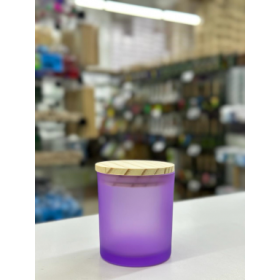 PORTA VELA DE VIDRO 220ML R:23122 FOSCO LILAS C/TP MADEIRA - UNID