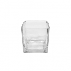 PORTA VELA DE VIDRO QUADRADO TRANSPARENTE 6X6CM