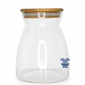 POTE DE VIDRO HERMETICO C/TP DE MADEIRA 600ML
