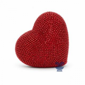 ENFEITE CERAMICA (RESINA) CORACAO COM BRILHO VERMELHO REF:MLOV-04V - UNID