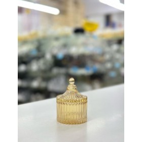 BOMBONIERE DE VIDRO FRIZADO AMBAR PEQ. REF:193007 - UNID